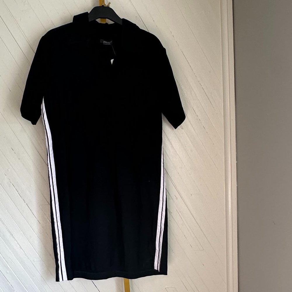 Pure Amici Black Sport Dress with White Strips -Short Sleeve